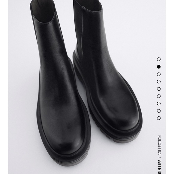 Zara lug sole low heel leather ankle boots - Picture 5 of 11